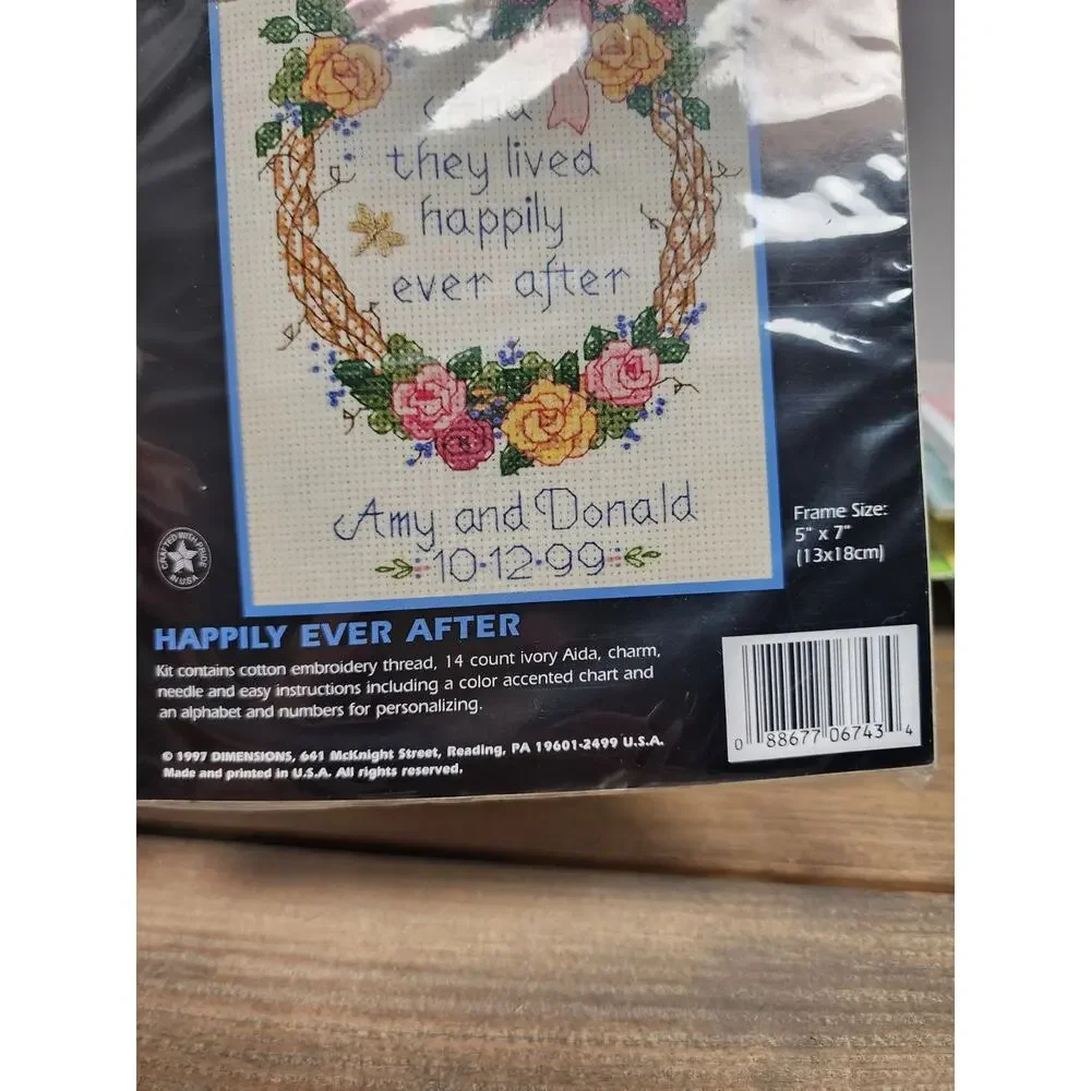 Kit -Dimensions Vintage 1997 Cross Stitch HAPPILY EVER AFTER Wedding 5